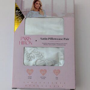 Paris Hilton Satin Pillowcase Pair Standard Size Cloud Dancer